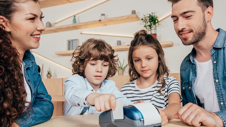 kids using a bank card