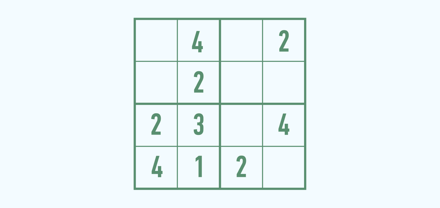 Sudoku 4x4, no hints, easy