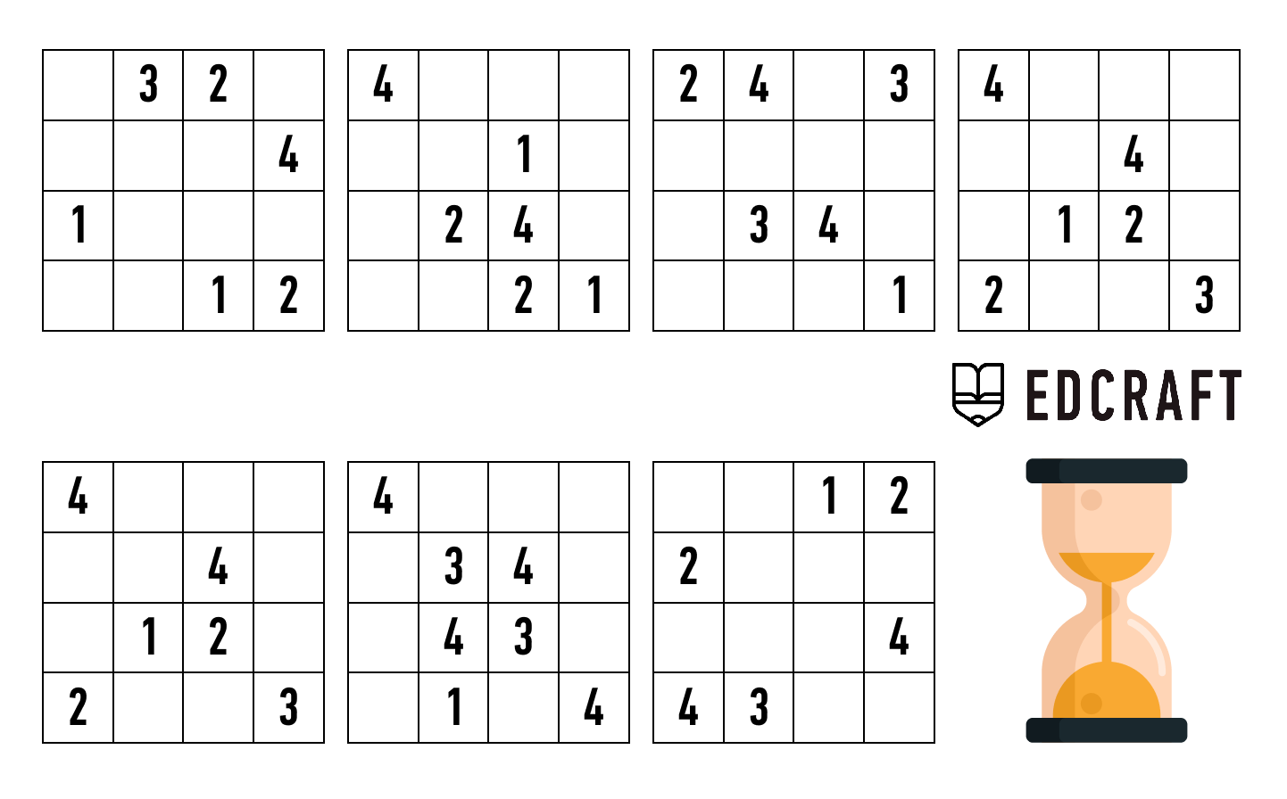 Printable Sudoku Puzzles for Kids - 4x4 - Easy